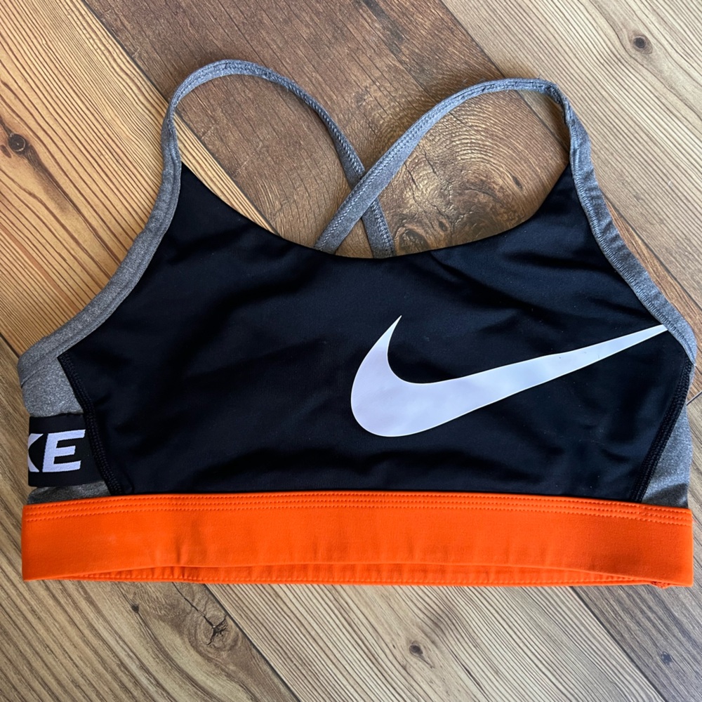 Nike Black and Orange Racerback Bra